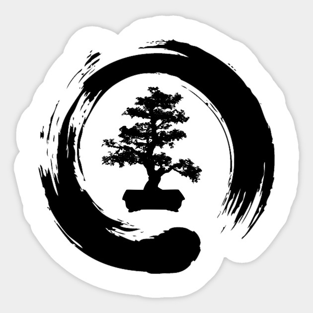 Bonsai Tree Enso Circle Buddhist Zen Calligraphy