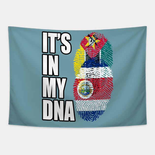 Costa Rican And Mozambican Mix DNA Flag Heritage Tapestry by Just Rep It!!