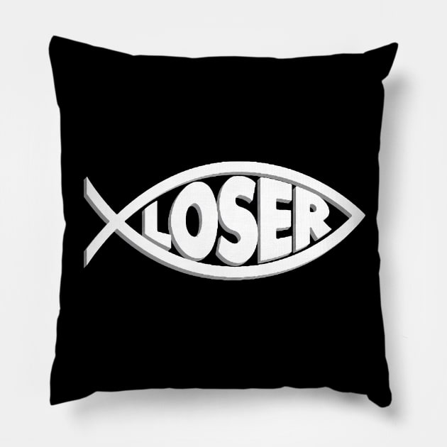 'Loser' Slacker 90s Jesus fish Pillow by DankFutura