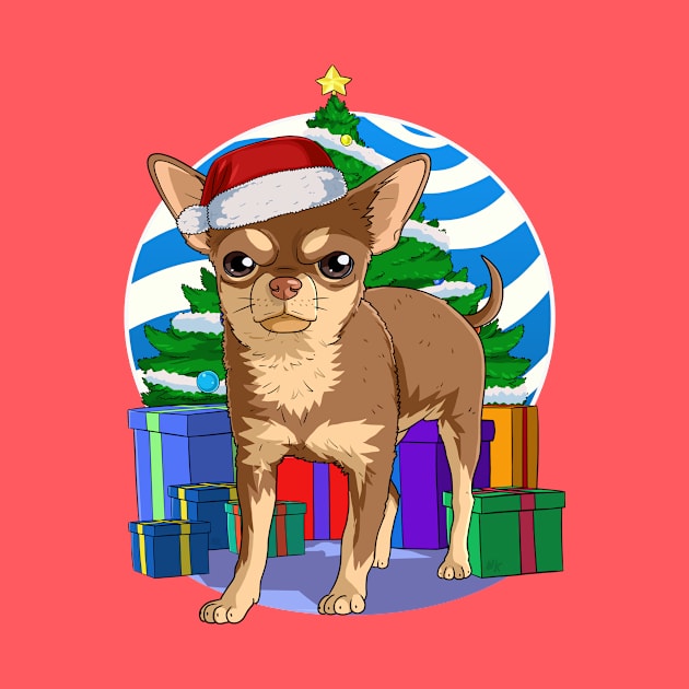 Chihuahua Dog Cute Santa Christmas Gift by Noseking