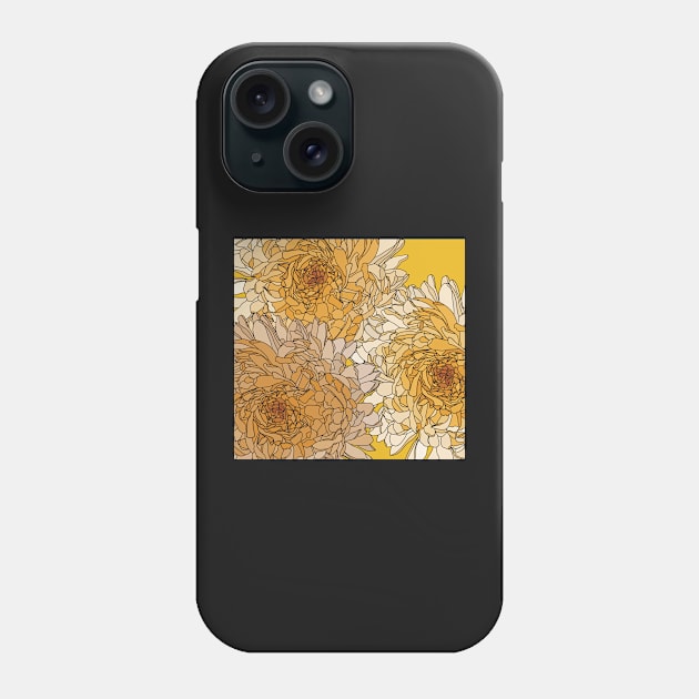 Beautiful Pattern with lovely dahlias in yellow orange tones Phone Case by marina63