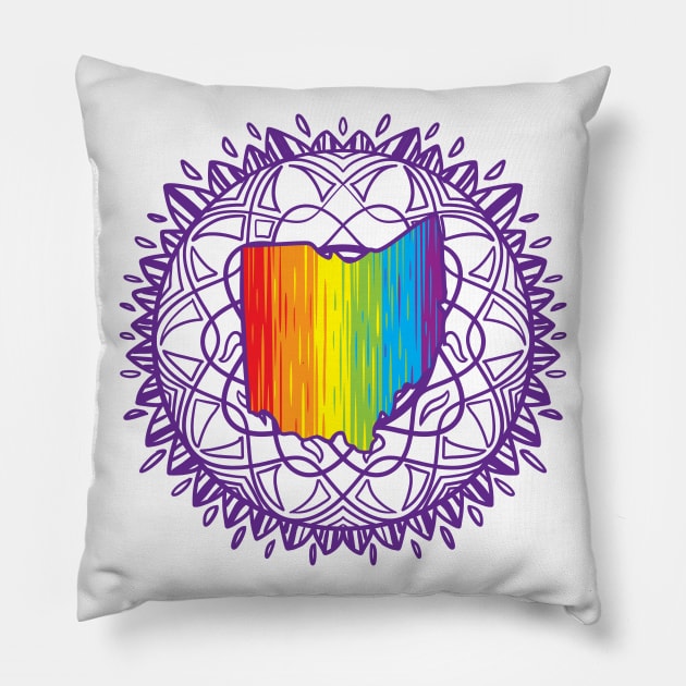 Ohio Mandala Pride Pillow by Manfish Inc.