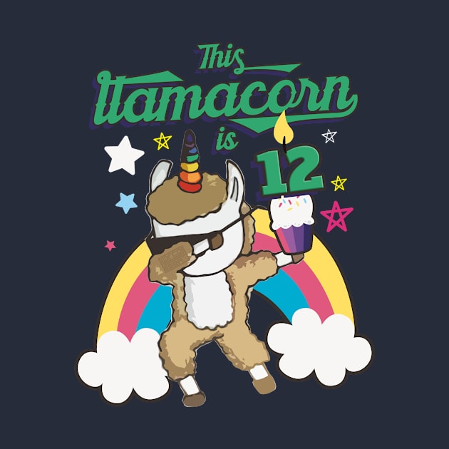 Dabbing Llamacorn Alpaca Llama Unicorn 12TH Birthday by porcodiseno