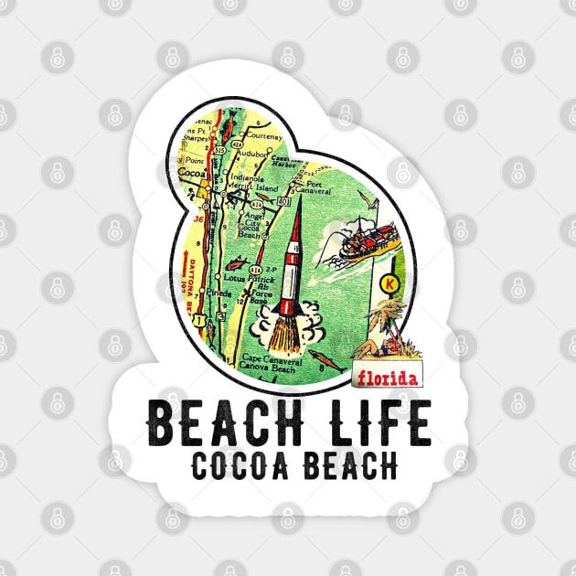 Florida Cocoa Beach Vintage Map Ocean Beach Life Magnet by Joaddo