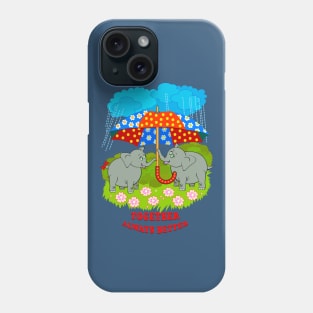 Two cute elephants holding umbrella Phone Case