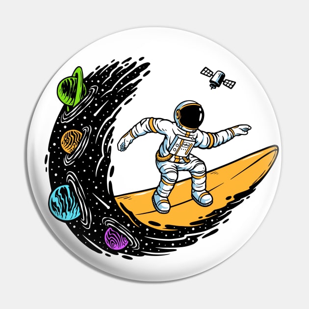 Surfing Universe Illustration Pin by Mako Design 