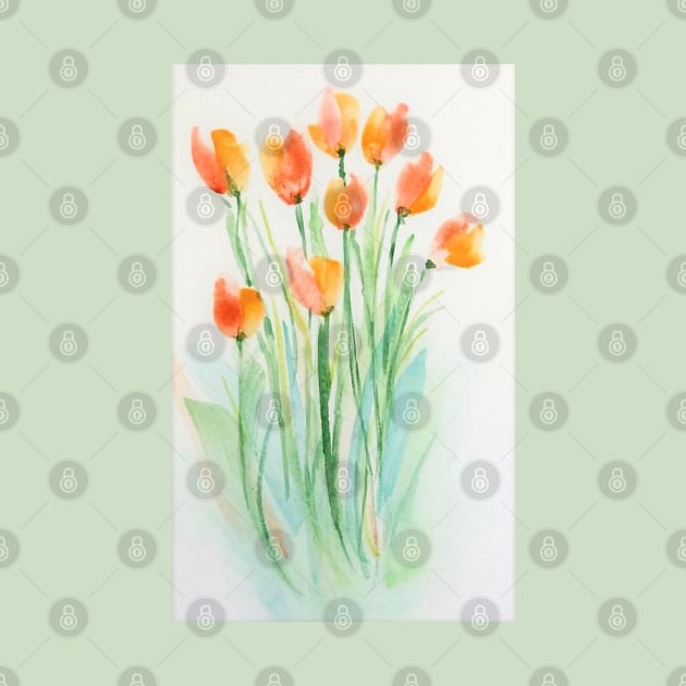 Bunch of Tulips in Watercolor by Tstafford