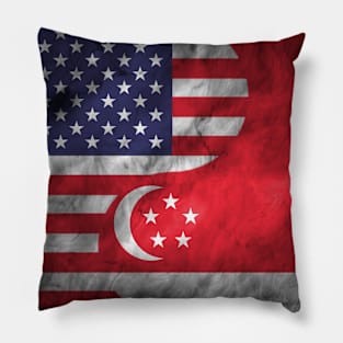 USA and Singapore Dual Flag Yin Yang Combination Pillow