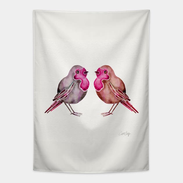 Pink Birds Tapestry by CatCoq