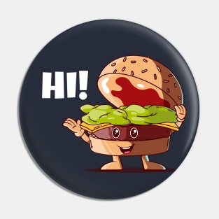 Hi! Happy burger (on dark colors) Pin