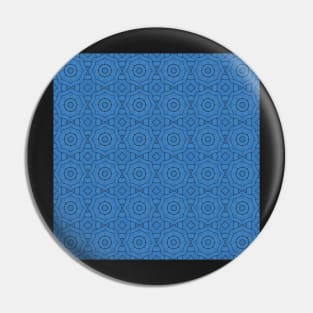 Blueberry Blue and Black Geometric Star Flower Pattern Pin