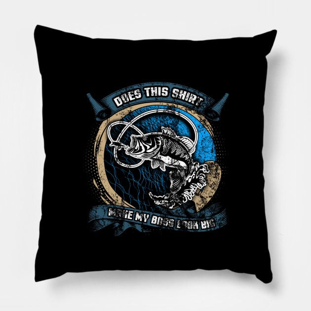 Funny Does This Make My Bass Look Big Distressed Pillow by theperfectpresents