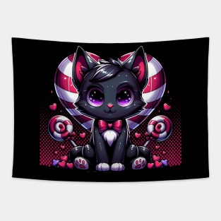 Valentines Day Black Cat Tapestry