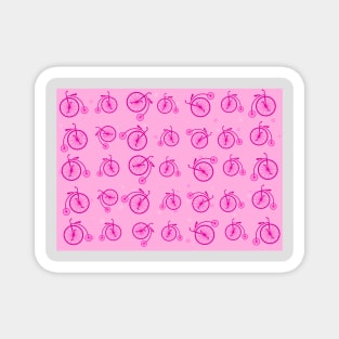 Retro Bicycle Pattern on Pink Background Magnet