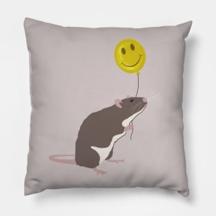 Rat with a Happy Face Balloon Pillow