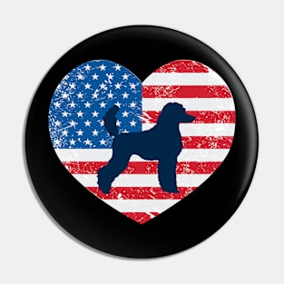 American Flag Heart Love Poodles Usa Patriotic 4Th Of July Pin