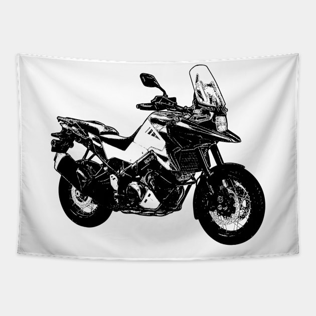 V Strom 1050XT Bike Black and White Tapestry by KAM Std