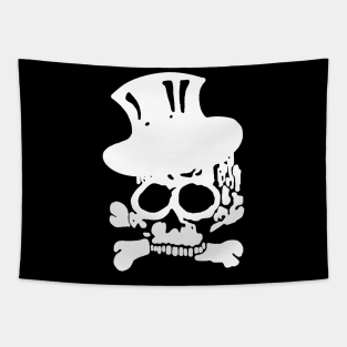 White Skull and Crossbones with Top Hat Tapestry