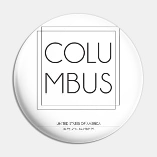 Columbus City Minimal Typography 2 Pin