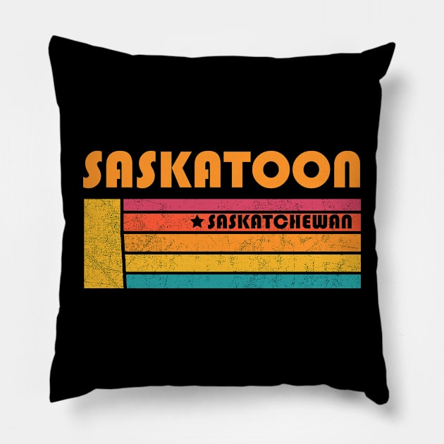 Saskatoon Saskatchewan Canada Vintage Distressed Souvenir Pillow by NickDezArts