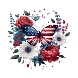 Patriotic Butterfly, 4th of July Design T-Shirt