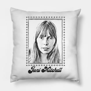 Joni Mitchell / Retro 1970s Style Fan Art Design Pillow