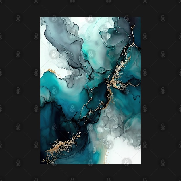 Teal Tides - Abstract Alcohol Ink Art by inkvestor