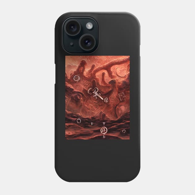 Alien Arcane Aesthic AiArt Red Runes 1 Phone Case by Swabcraft