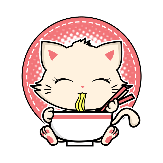 Kawaii Ramen Noodle Cat Kitty Cute by theglaze