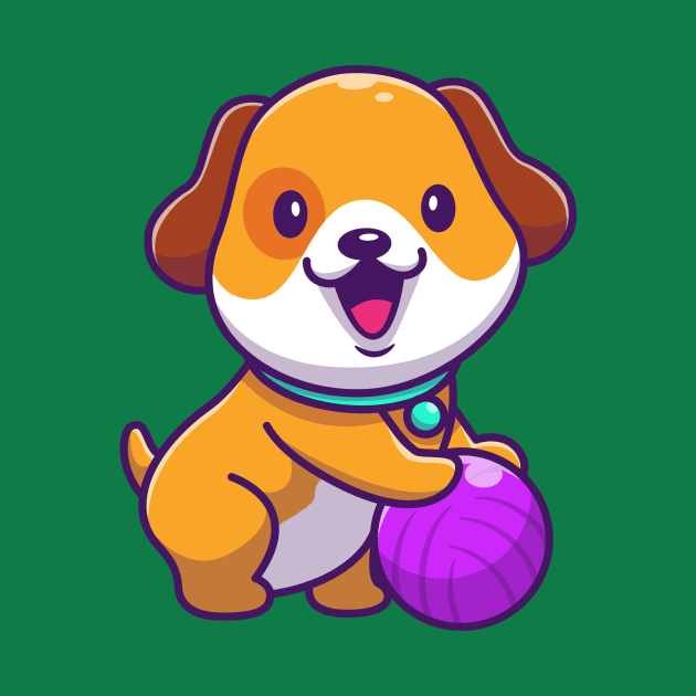 Cute Dog Playing Ball Cartoon by Catalyst Labs