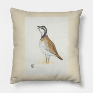A bobwhite quail whistling a call Pillow