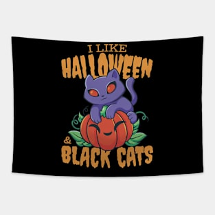 I Love Black Cats and Halloween Tapestry