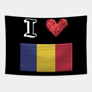 I love Flag from Rumänien Tapestry