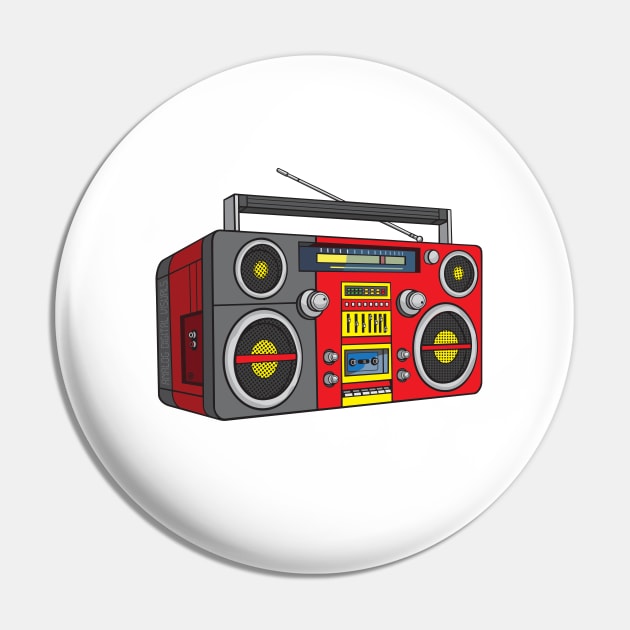 Boombox (Red + Dark Silver Colorway) Analog / Music Pin by Analog Digital Visuals