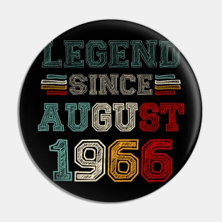 57 Years Old Legend Since August 1966 57th Birthday Pin