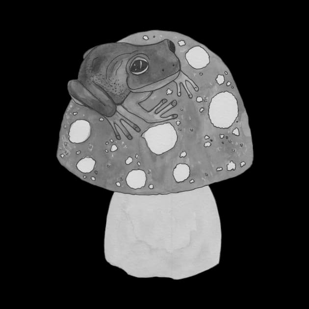 Black and white frog on mushroom by deadblackpony