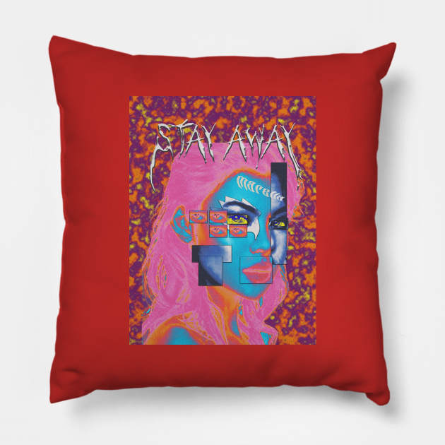 Stay Away colorblock design Pillow by Ryutomo