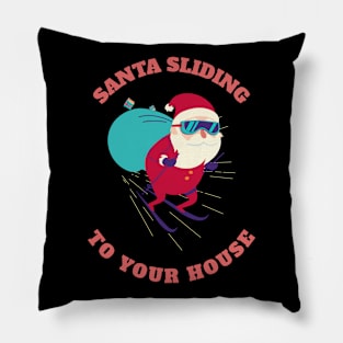 Santa Sliding to your House Pillow