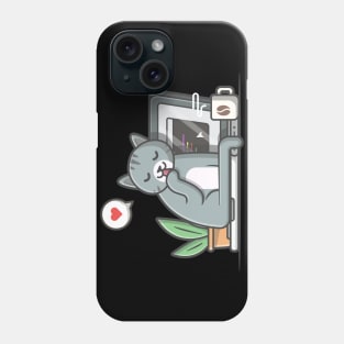Cute cat with laptop Phone Case