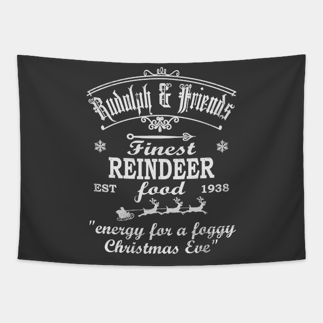 Rudolph & Friends, Finest Reindeer Food. "Energy for a foggy Christmas Eve" Tapestry by Blended Designs