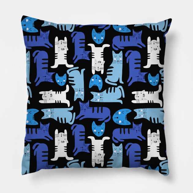 Blue and Grey Cats Pillow by edwardechoblue