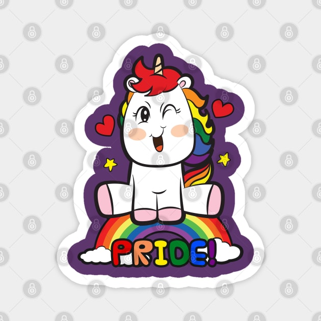 LGBTQ Pride Over the Rainbow Unicorn Equality Gift Magnet by creative