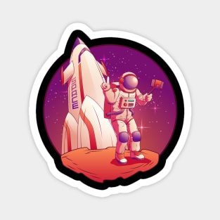 Astronaut Chilling on the Moon Magnet