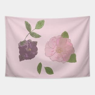 watercolour pink flowers watercolor purple flowers pink and purple flowers Tapestry