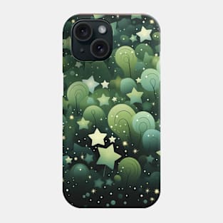 Girls Women Cute Green Stars Coffee Latte Print Phone Case