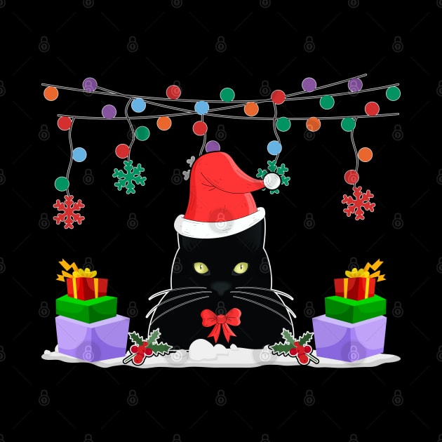 Black Cat Christmas Lights Cute Cat Lover Gifts by ahadnur9926