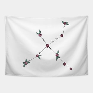 Cygnus (The Swan or Northern Cross) Constellation Roses and Hearts Doodle Tapestry