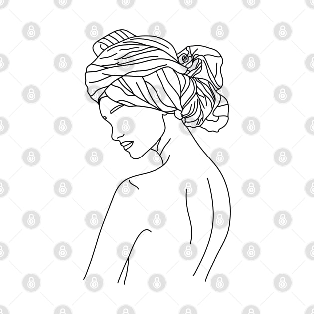 Woman Headwrap Line Art by MinimalLineARt