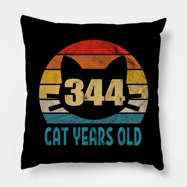 344 Cat Years Old Retro Style 82nd Birthday Gift Cat Lovers Pillow by Blink_Imprints10