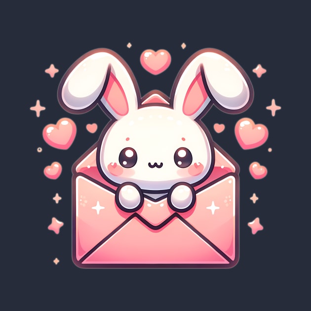 Bunny Love Letter - Kawaii Bunny in Envelope by Pink & Pretty